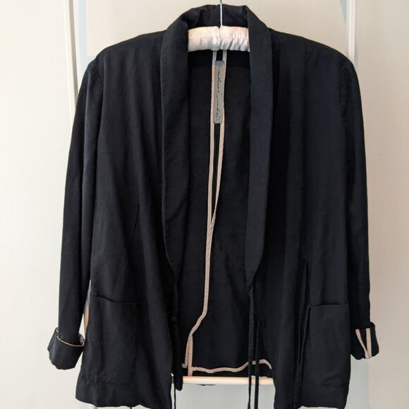Rare Raquel Allegra Linen Blazer (Black, size 0 / XS) - Picture 2 of 4